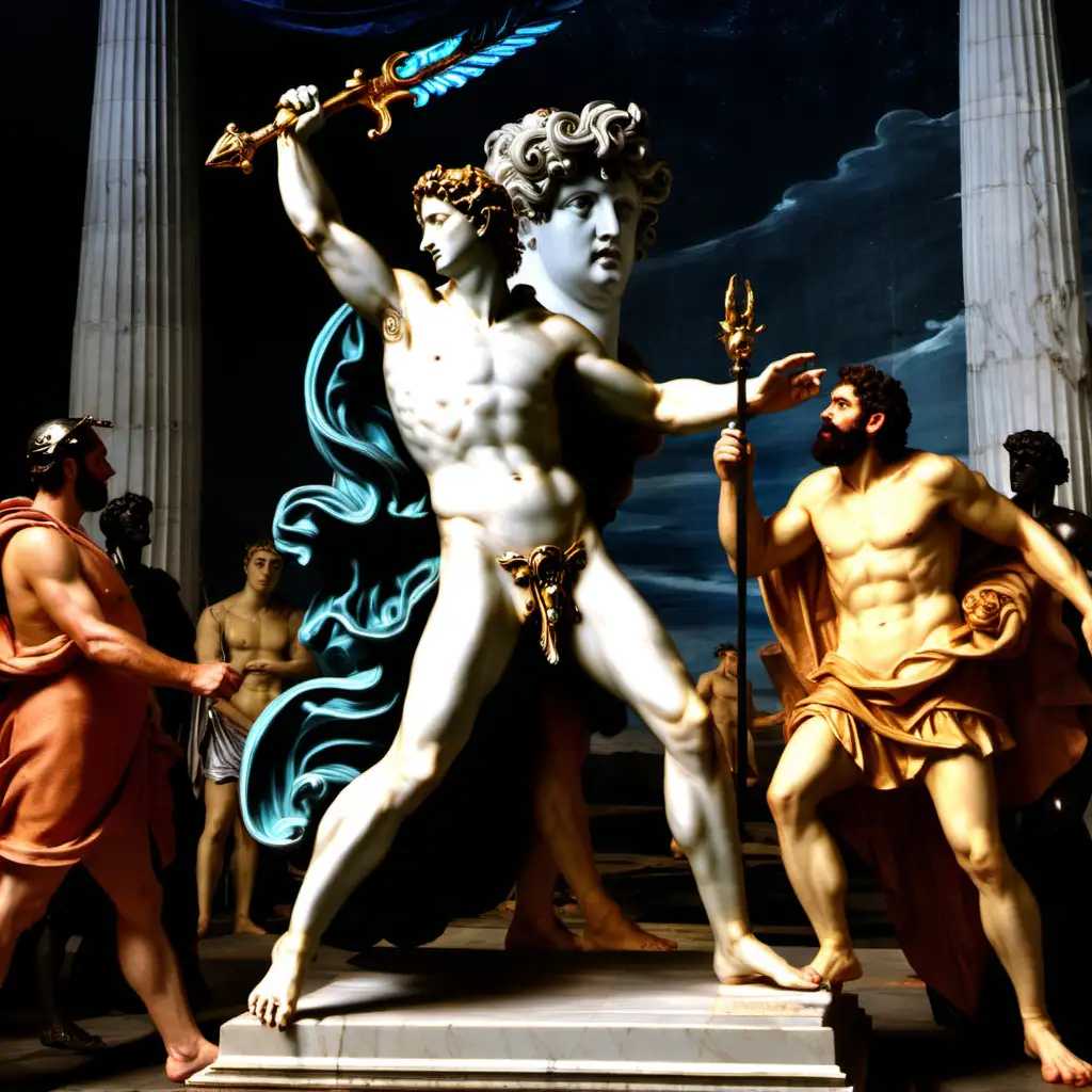 Perseus in front of Zeus