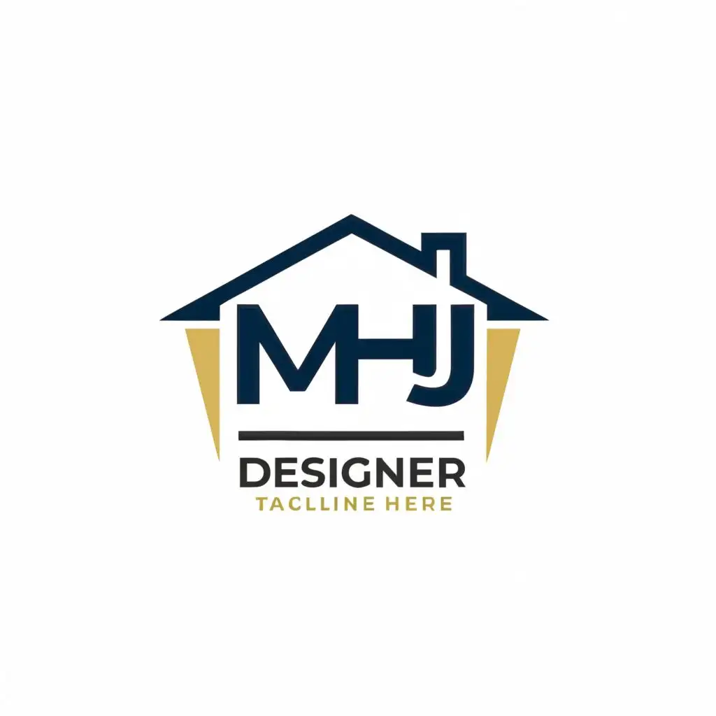 logo, MHJ, with the text "DESIGNER", typography, be used in Real Estate industry