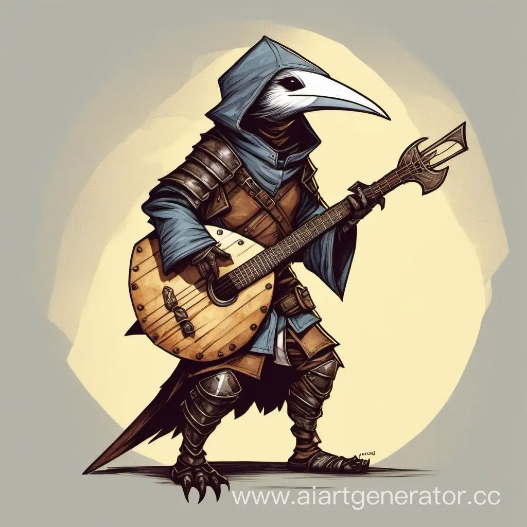 Young-Kenku-Rogue-Playing-Lute-in-Patched-Leather-Armor