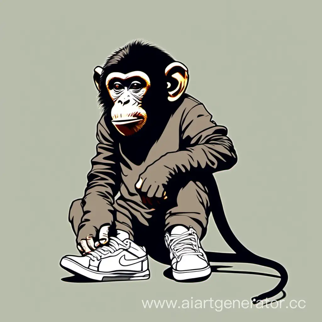 Playful-Monkey-with-Sneaker-in-Tropical-Jungle