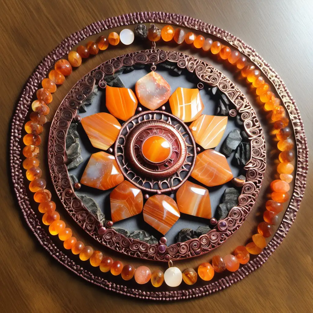 Sacral Chakra Mandala Copper Andara Tigers Eye Sunstone Harmony