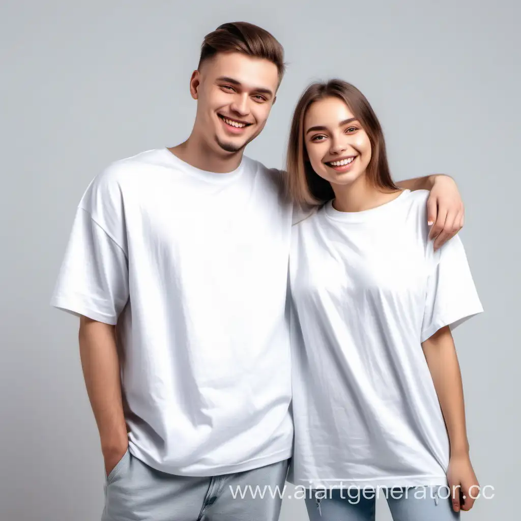 Happy-Couple-in-Coordinating-White-Oversized-TShirts