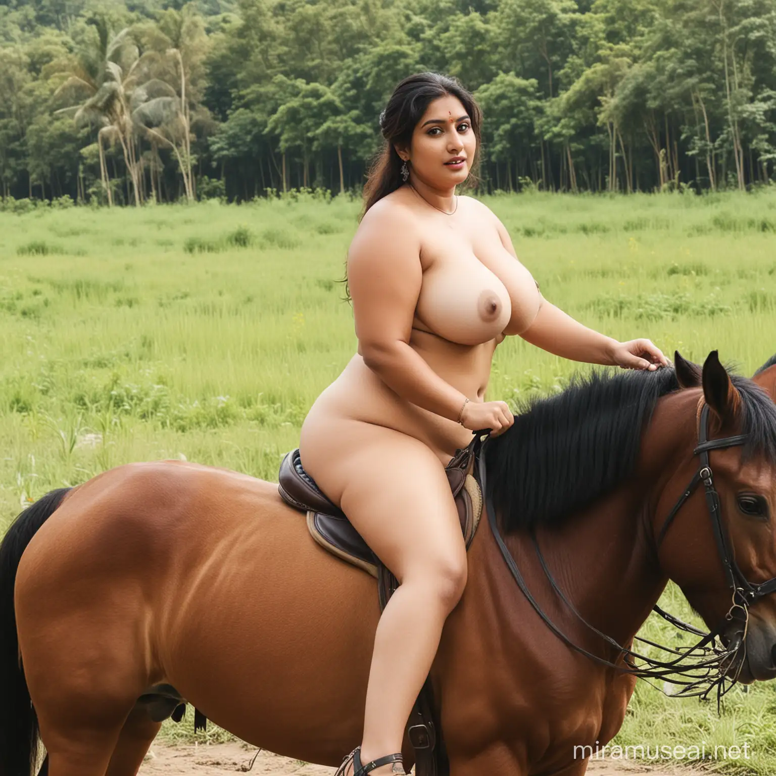 fully nude beautiful plus size Indian wives riding horses