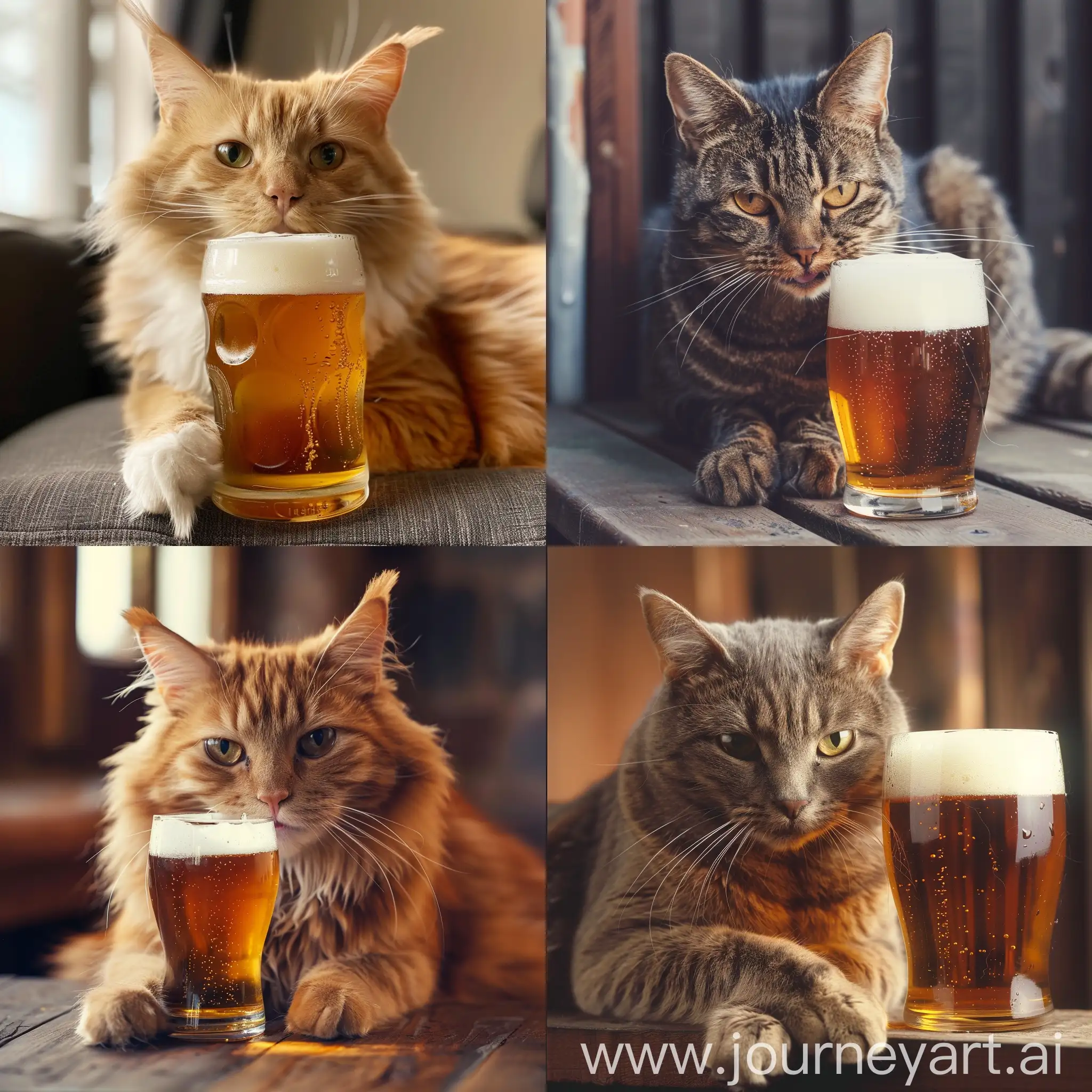 cat drinking beer