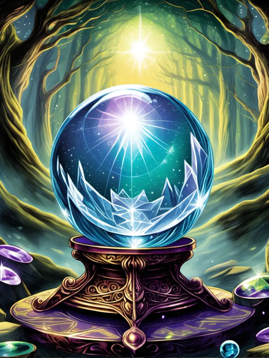 Mystical Oracle Deck Cover with Crystal Ball in Vibrant Full Color