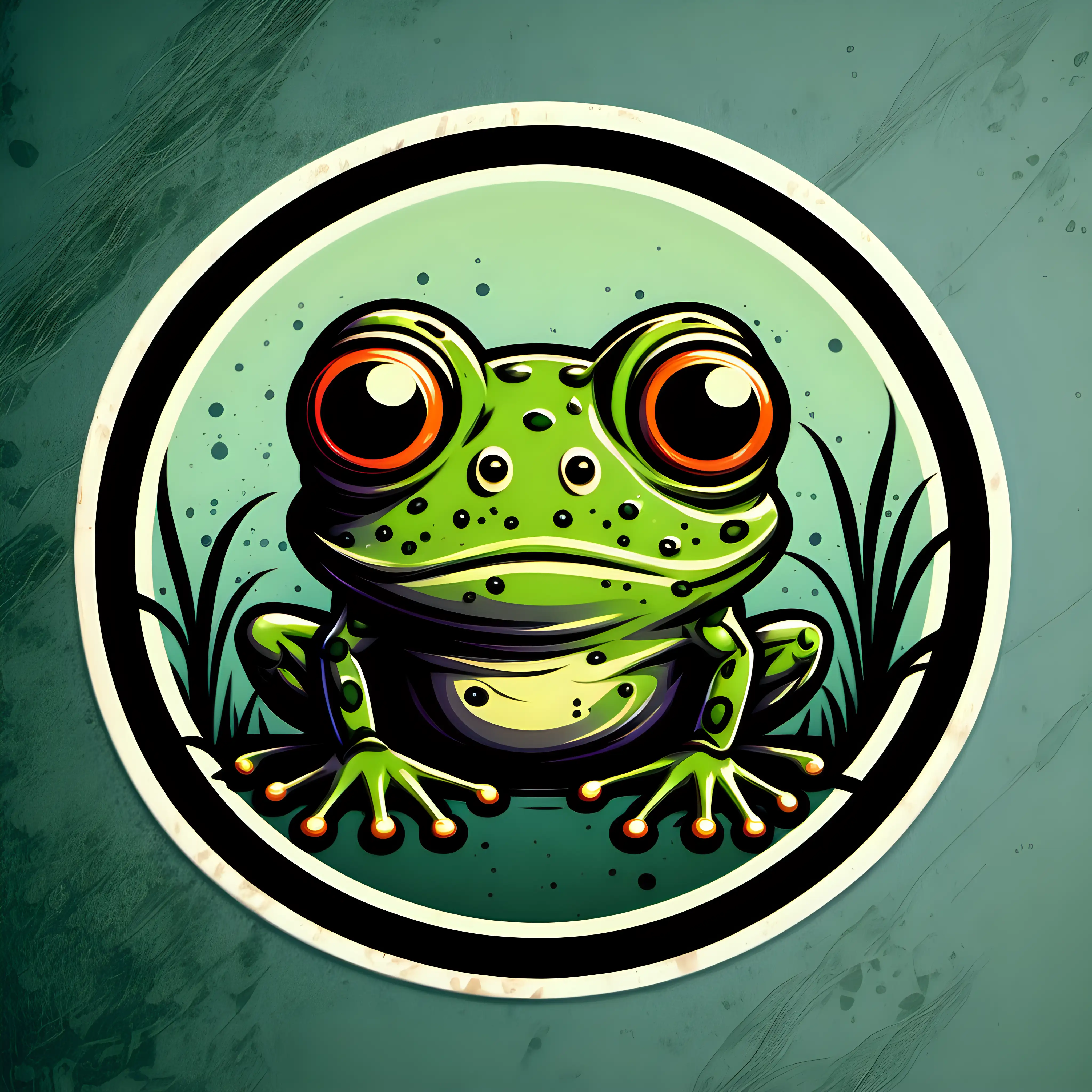 Weathered Grunge Style Frog Sticker