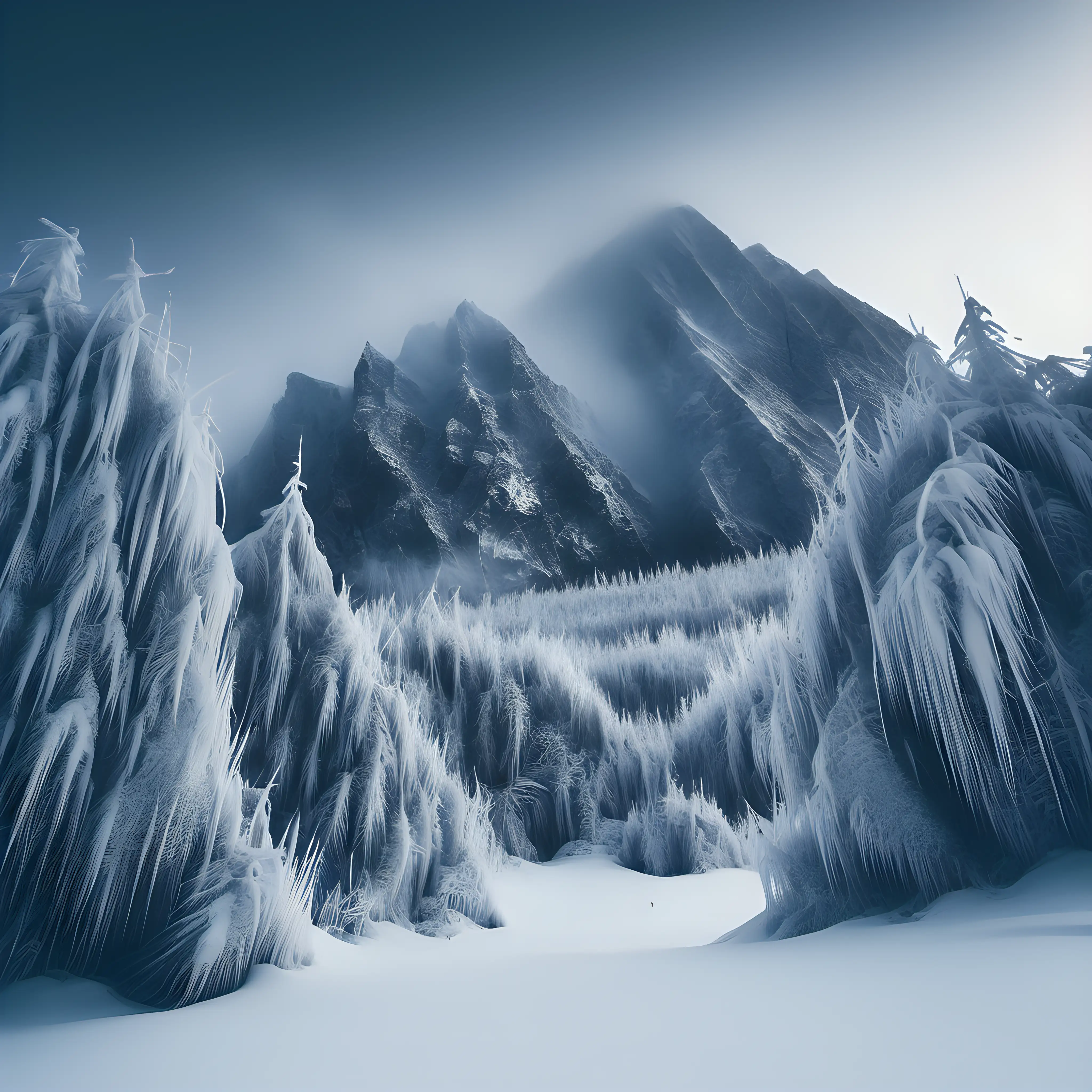 Serene SnowCovered Mountain Landscape in Winter