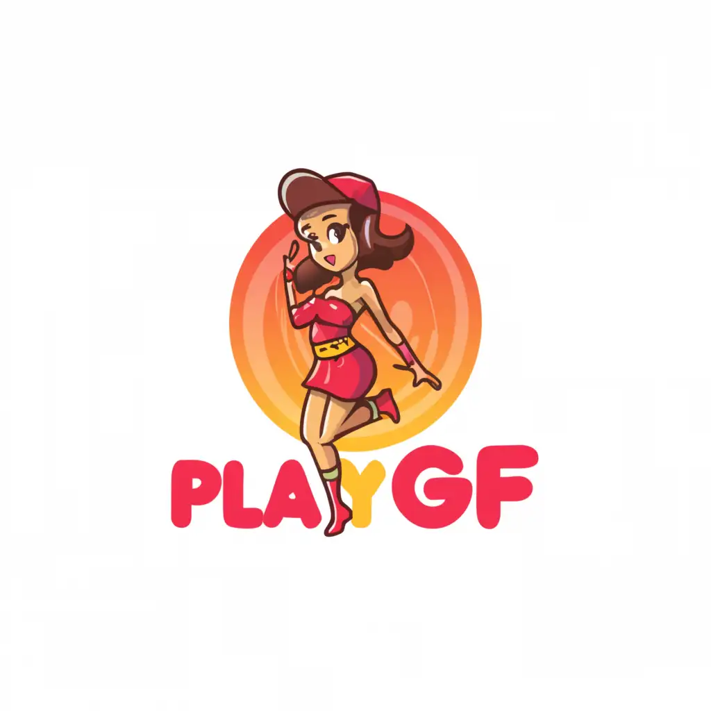 a logo design, with the text 'playgf', main symbol: super short skirt cam girl, Moderate, clear background