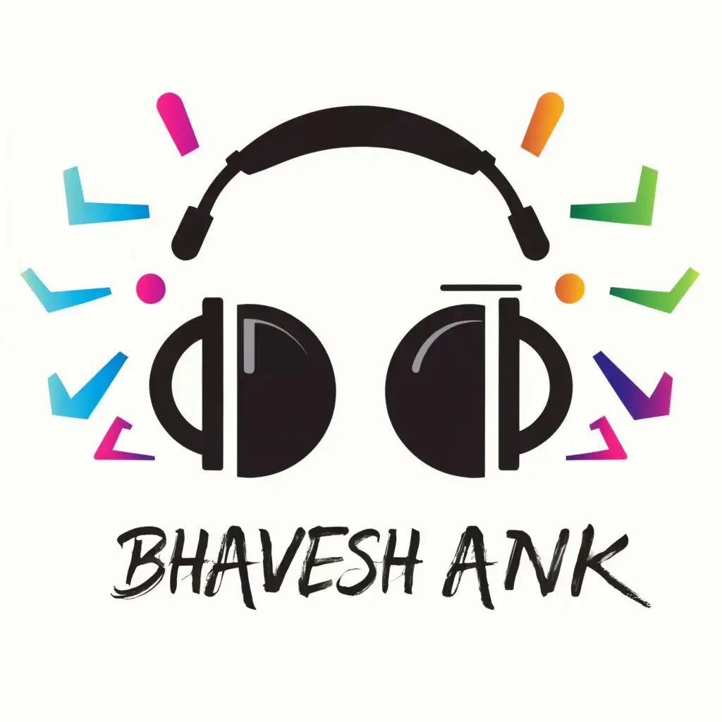 logo, Headphone with Dj, with the text "Dj Bhavesh Ank", typography