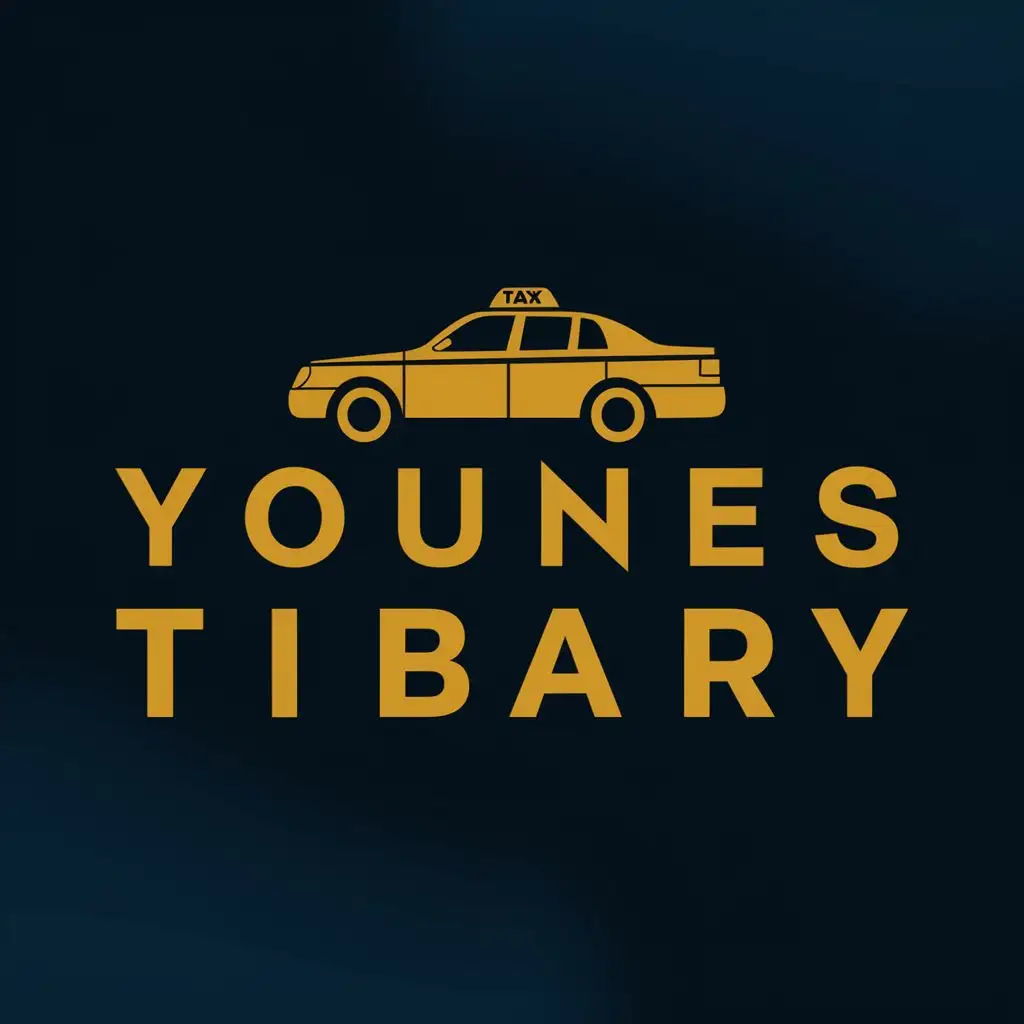 logo, taxi, with the text "younes tibary", typography symbol de taxi