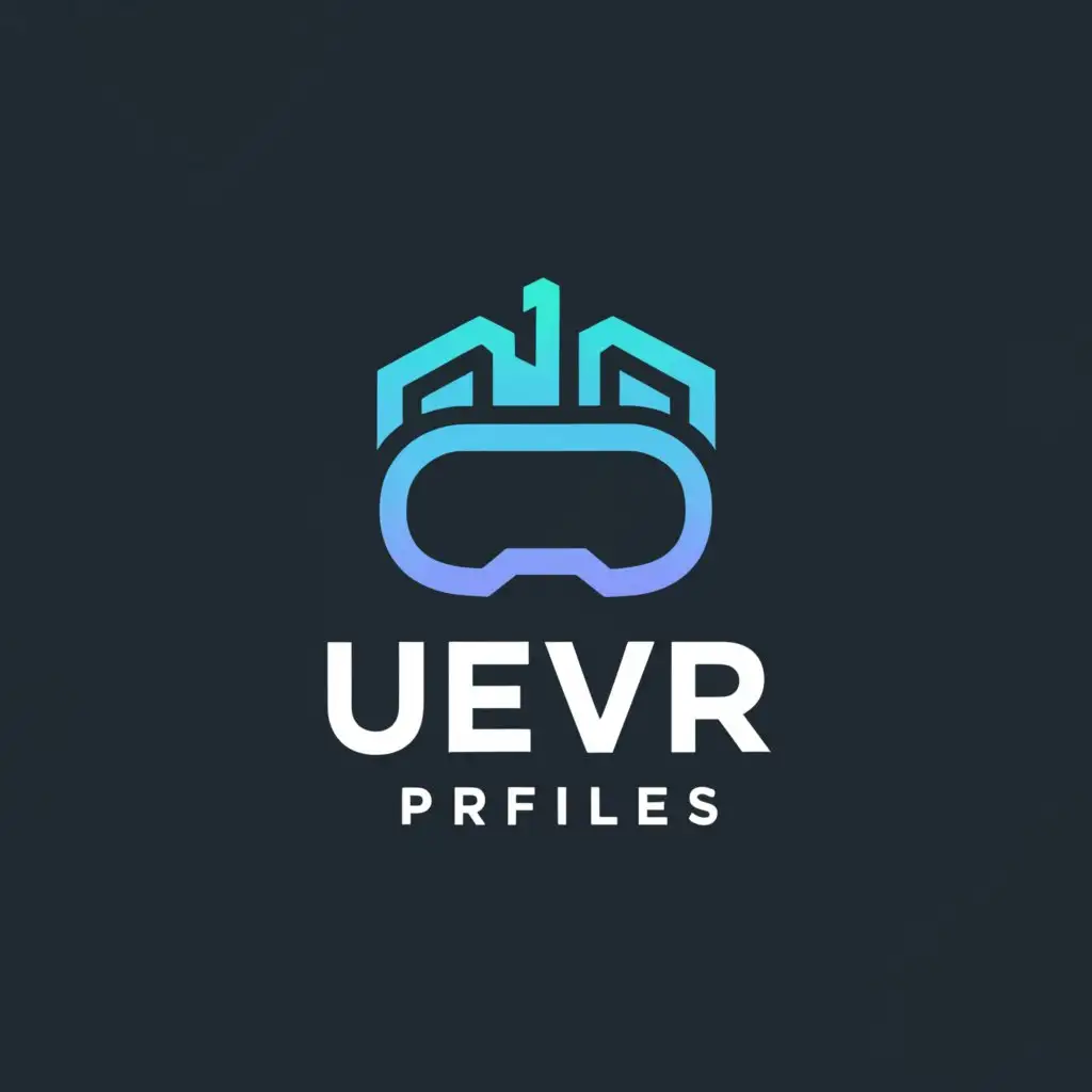 a logo design,with the text "UEVR PRofiles", main symbol:virtual reality,Moderate,be used in Technology industry,clear background