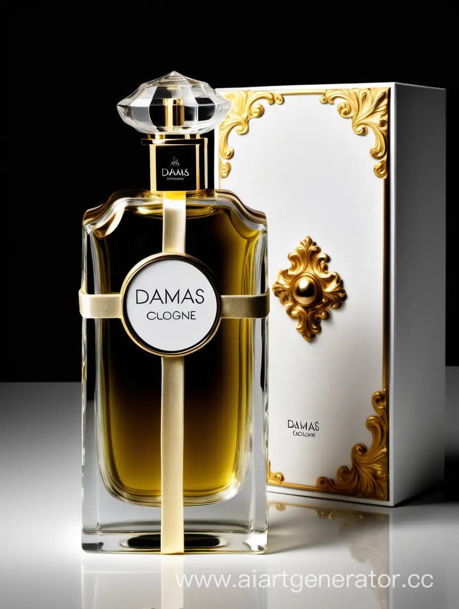 Luxurious-Baroque-Composition-Damas-Cologne-in-Elegant-White-Box-with-Golden-Accents