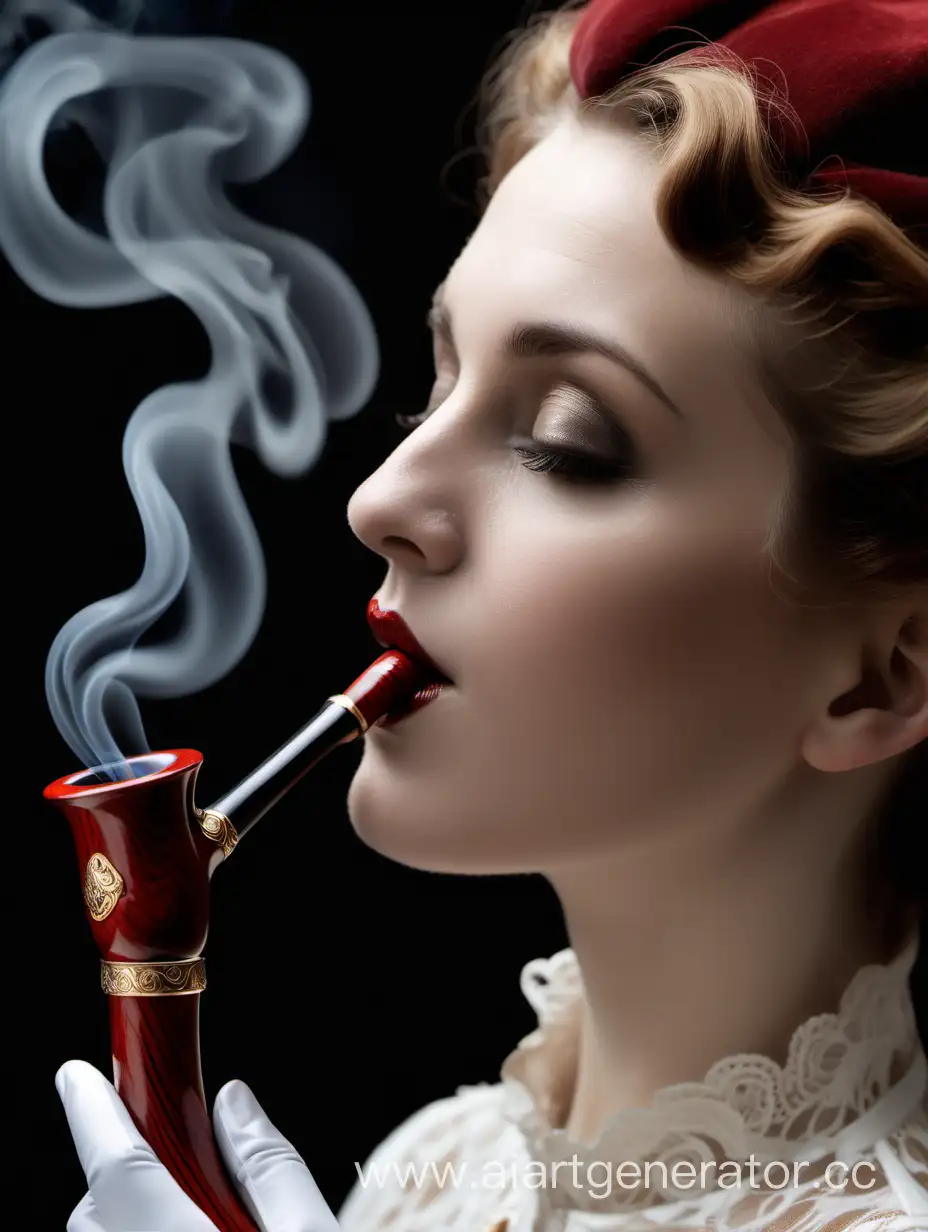 Elegant-Woman-Smoking-Pipe-with-Golden-Mouthpiece-and-Subtle-SEX-Smoke-Inscription