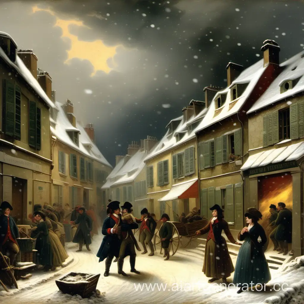 Snowstorm-in-a-French-Town-Revolutionary-France-Scene