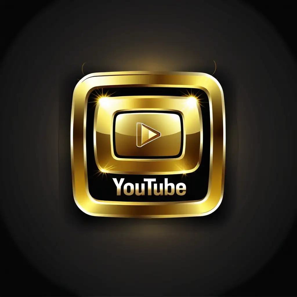 Golden YouTube Logo on Black Background