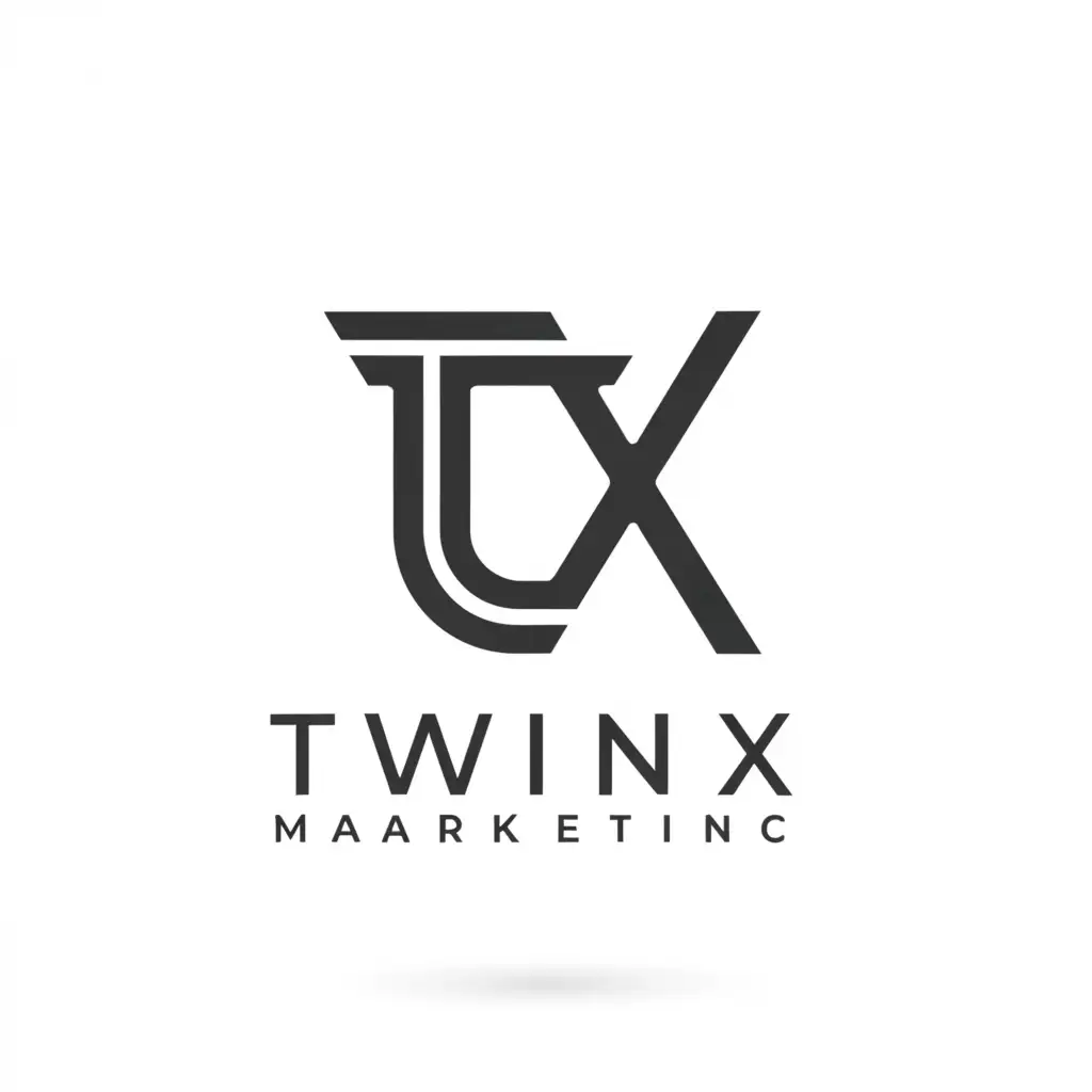a logo design,with the text "TwinX Marketing", main symbol:TX,Minimalistic,be used in Technology industry,clear background