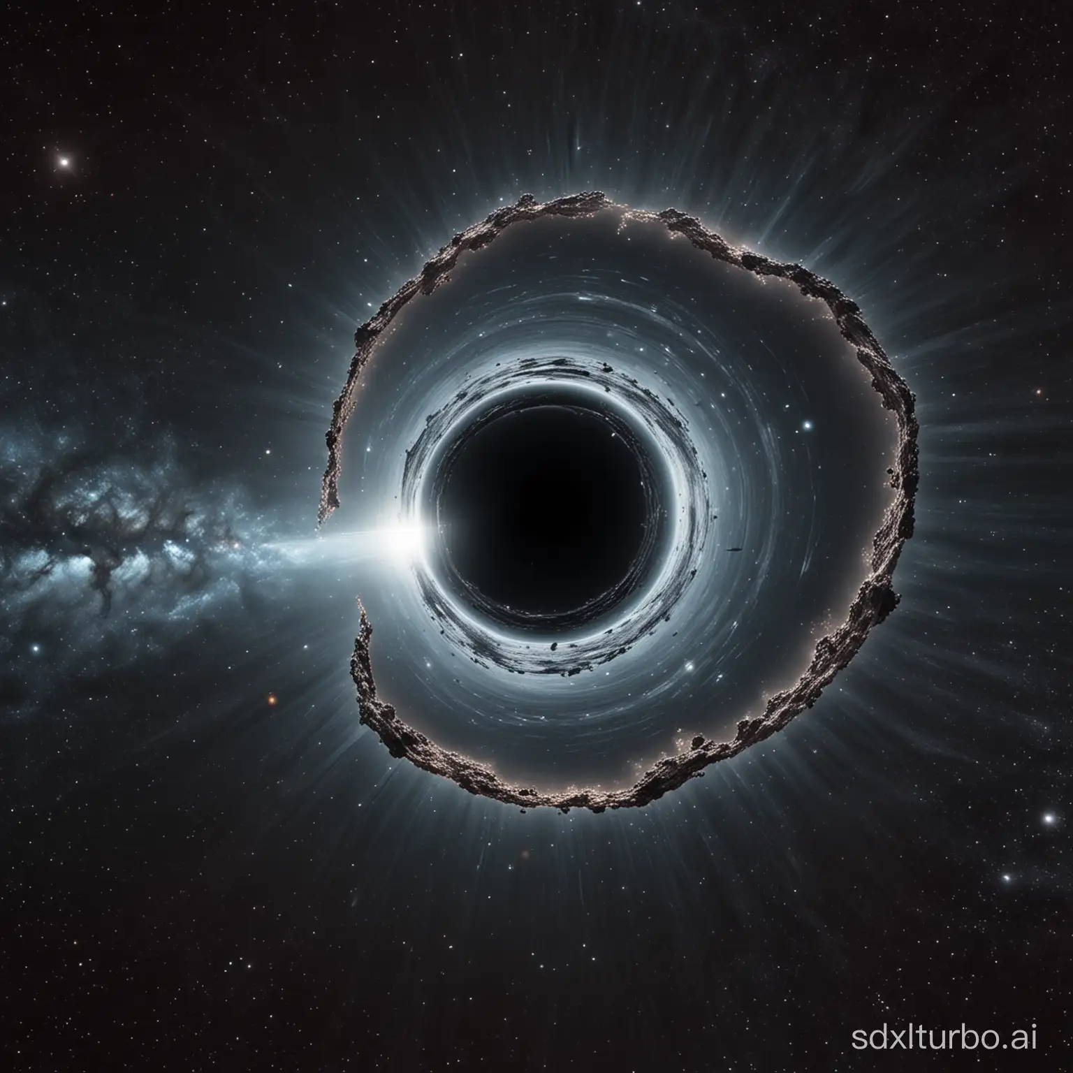 Spaceship and a blackhole interstellar like look