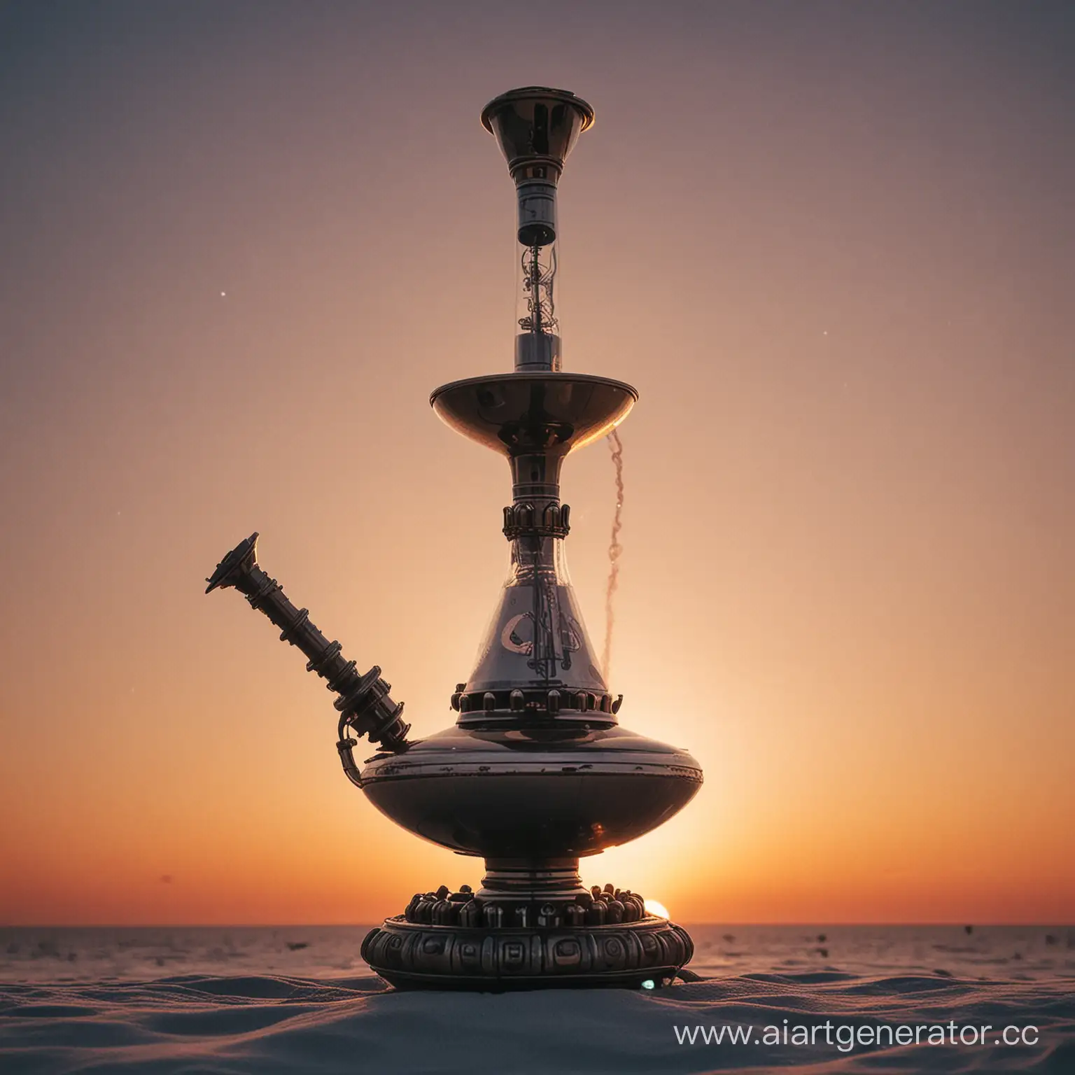 Futuristic-Hookah-Spaceship-Floating-in-Cosmic-Expanse