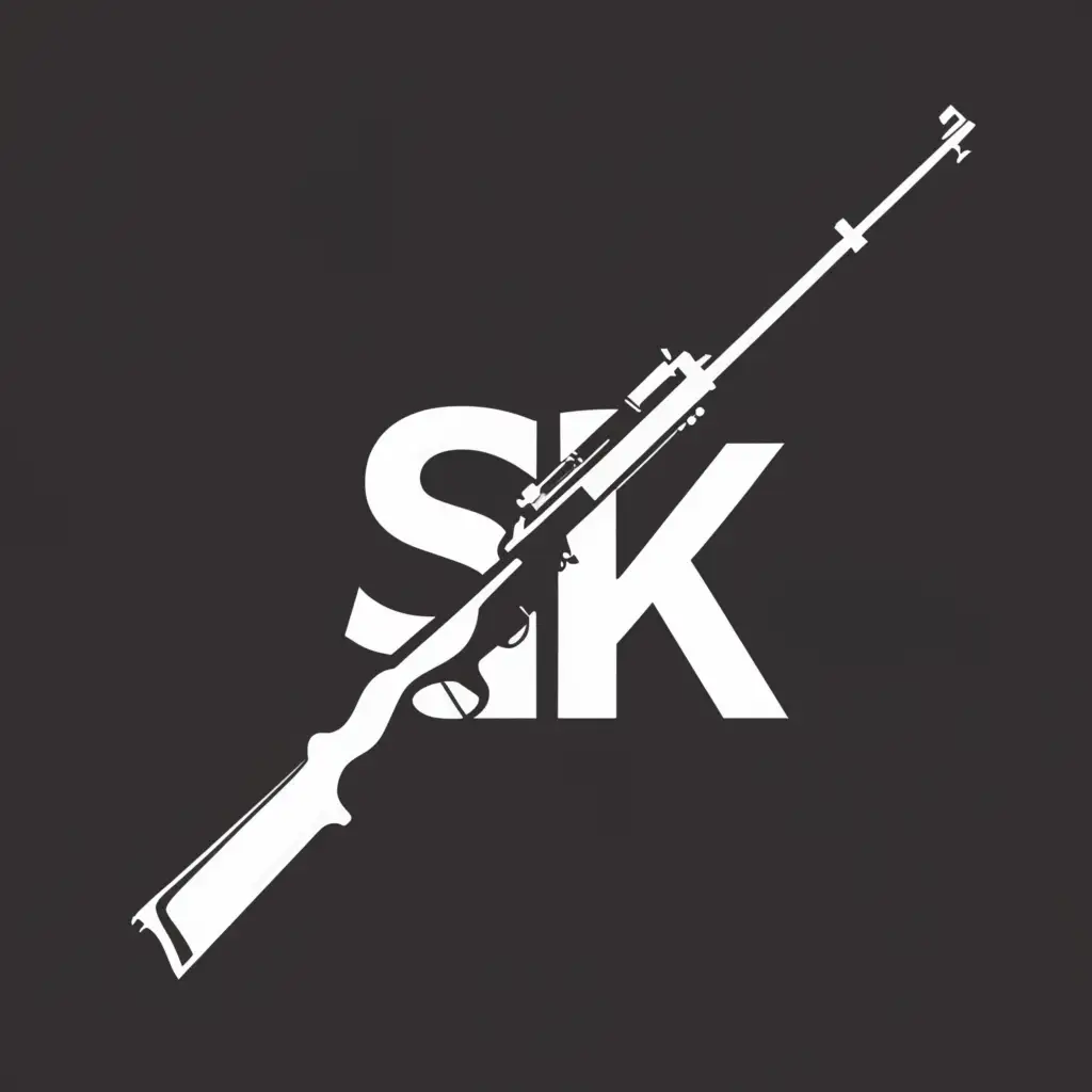 a logo design,with the text "SK", main symbol:sniper,Moderate,clear background