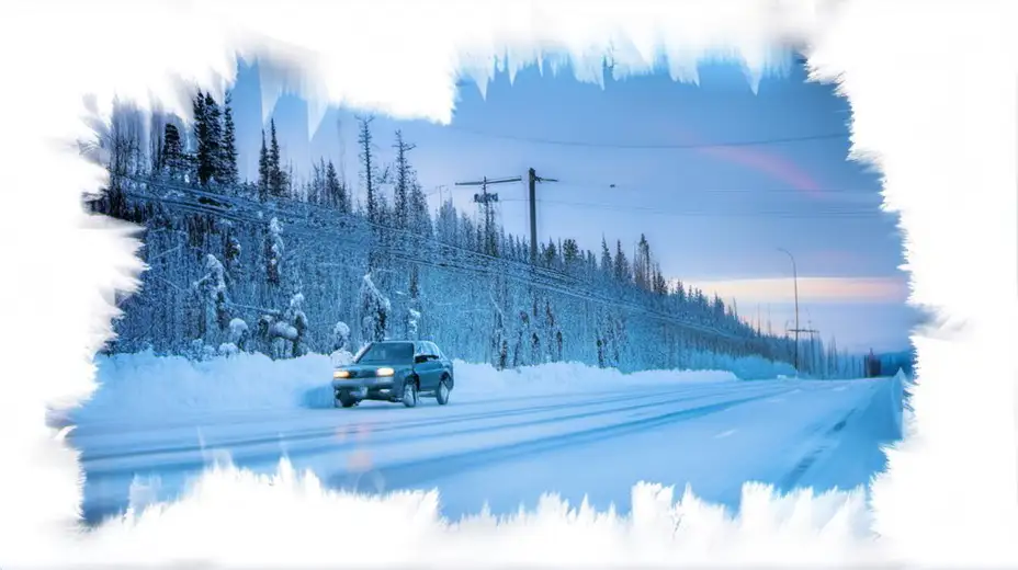 Icy Car Driving on Alaska Roads