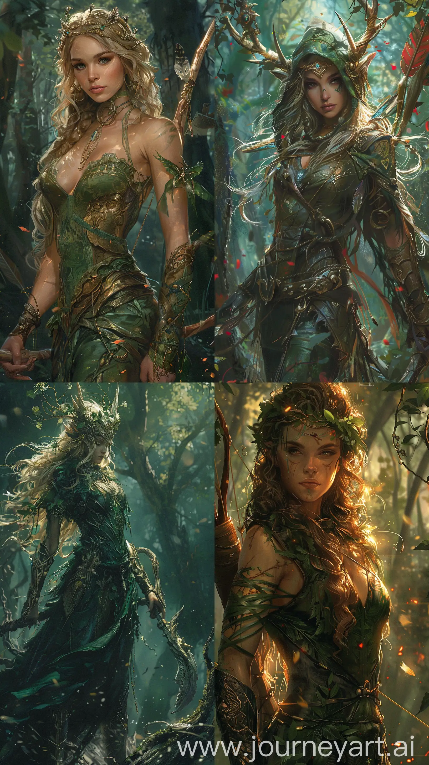 goddess of the hunt, forest divine ranger, epic fantasy art, intricate dynamic details --stylize 250 --ar 9:16 --v 6
