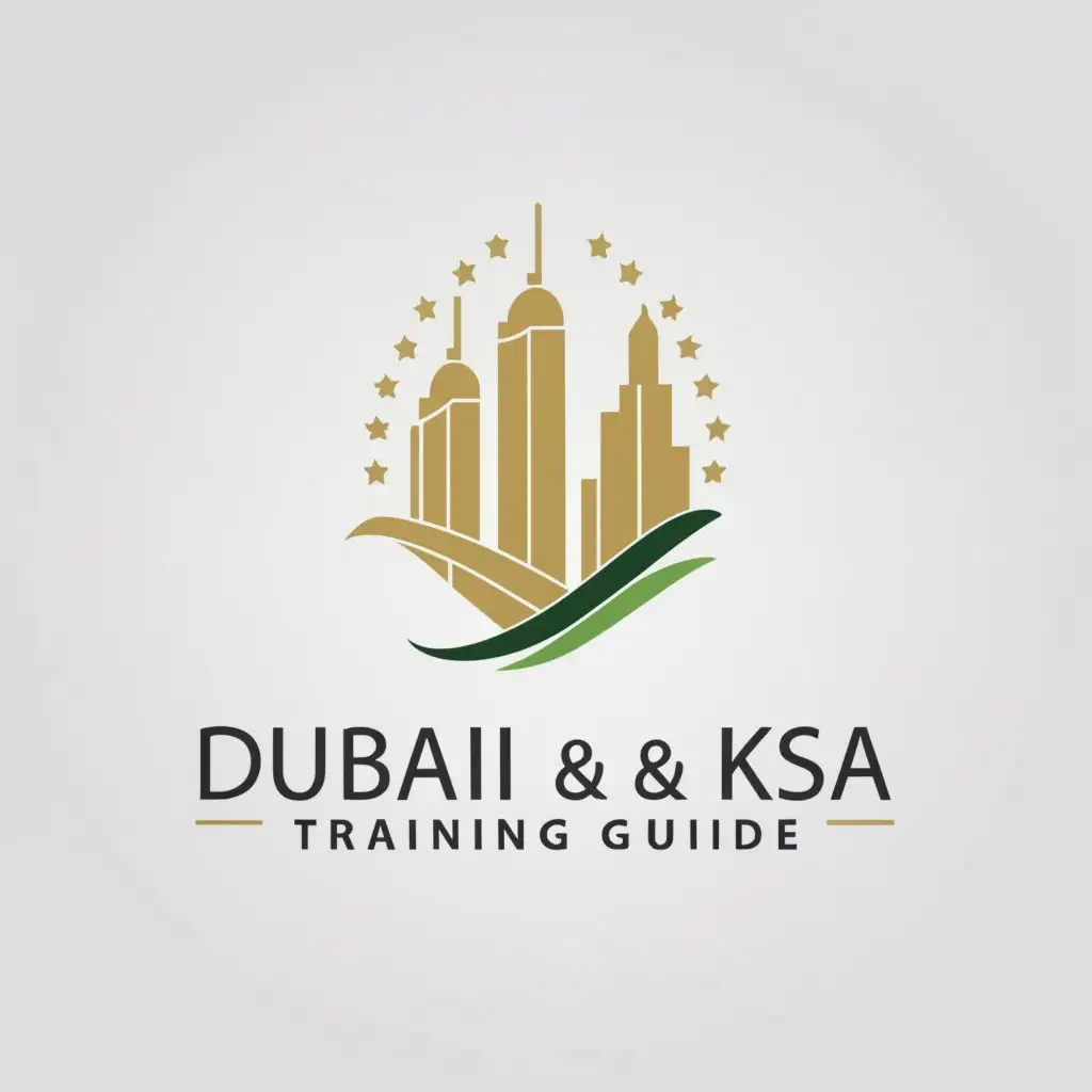 a logo design,with the text "Dubai & KSA Training Guide", main symbol:Lecturing Dubai ideas,Moderate,be used in Education industry,clear background
