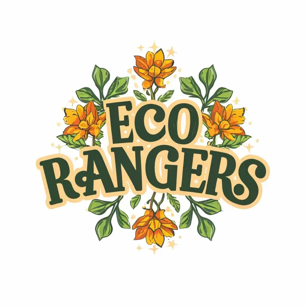 logo, PLANTS AND FLOWERS, with the text "ECO RANGERS", typography, be used in Education industry