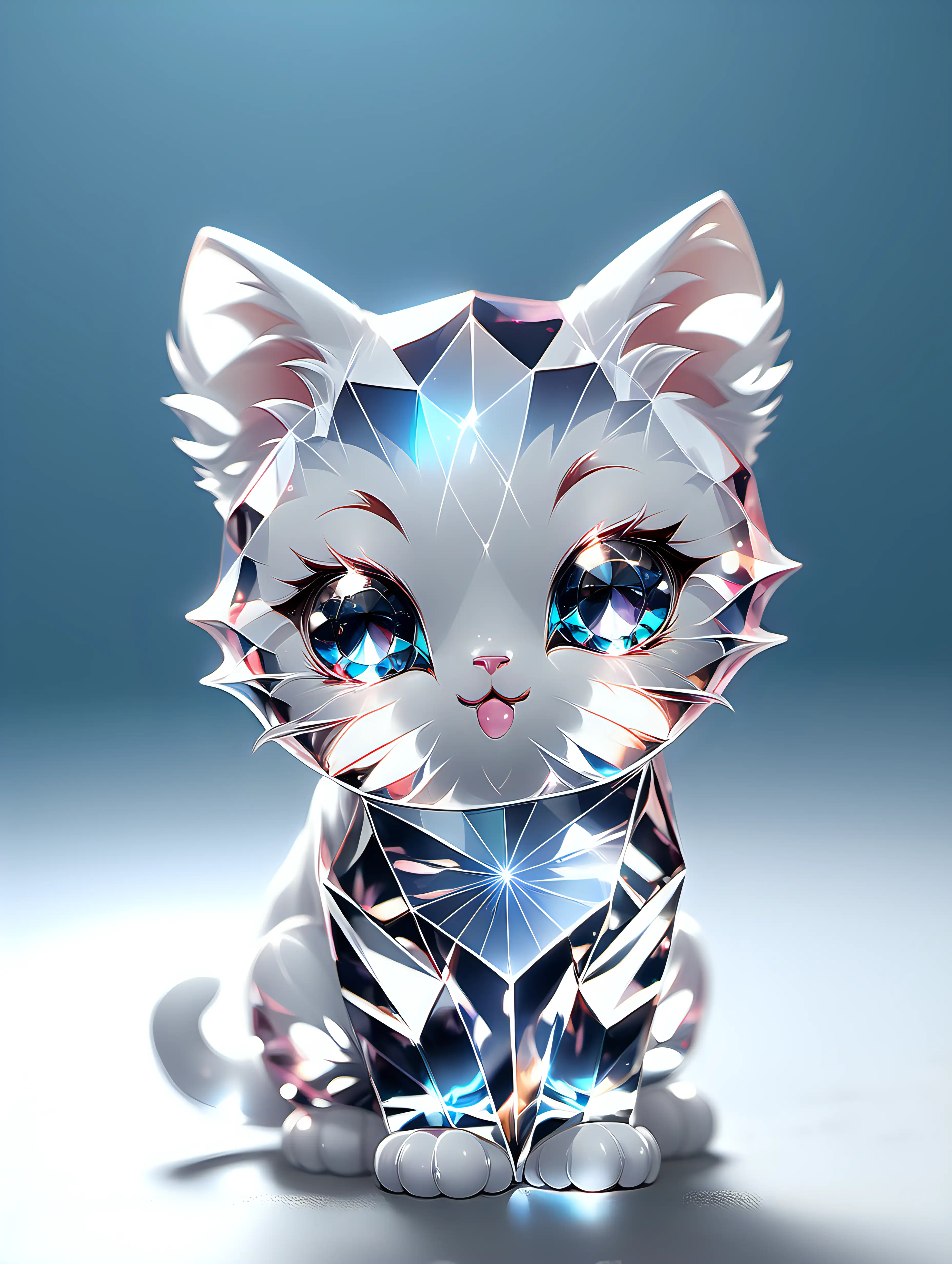 cute kitty with crystal body with clear background
