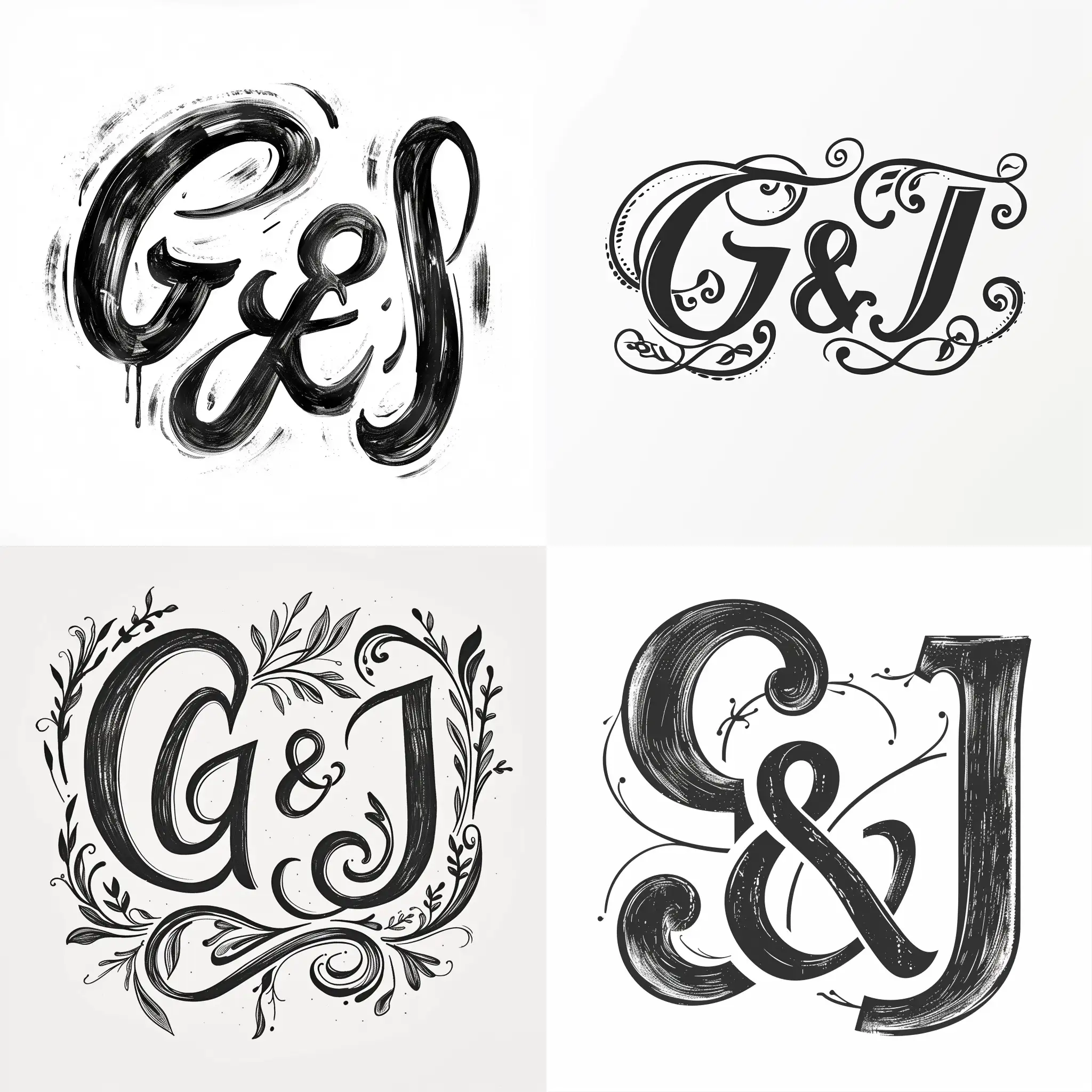 create a image for wedding logo for "G & J" in calligraphy style
