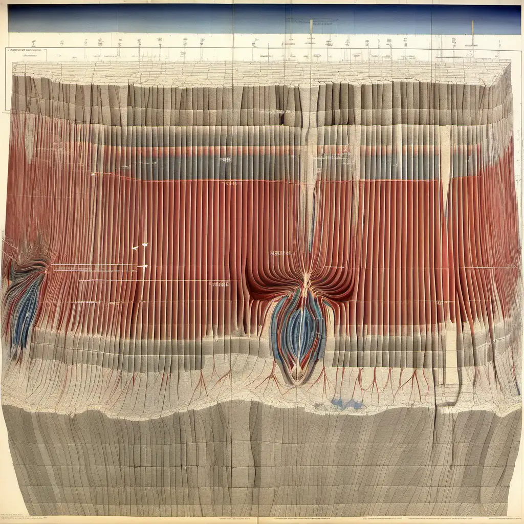 Vibrant Seismic Section Illustration with Geological Layers and ...