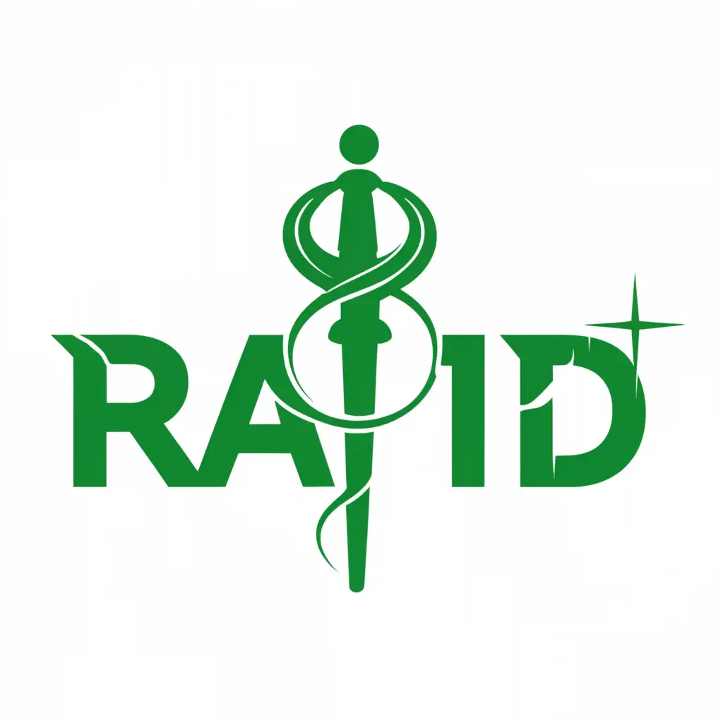 a logo design,with the text "rap1d", main symbol:islam, moon and a medic plus on top, green,Moderate,be used in Religious industry,clear background