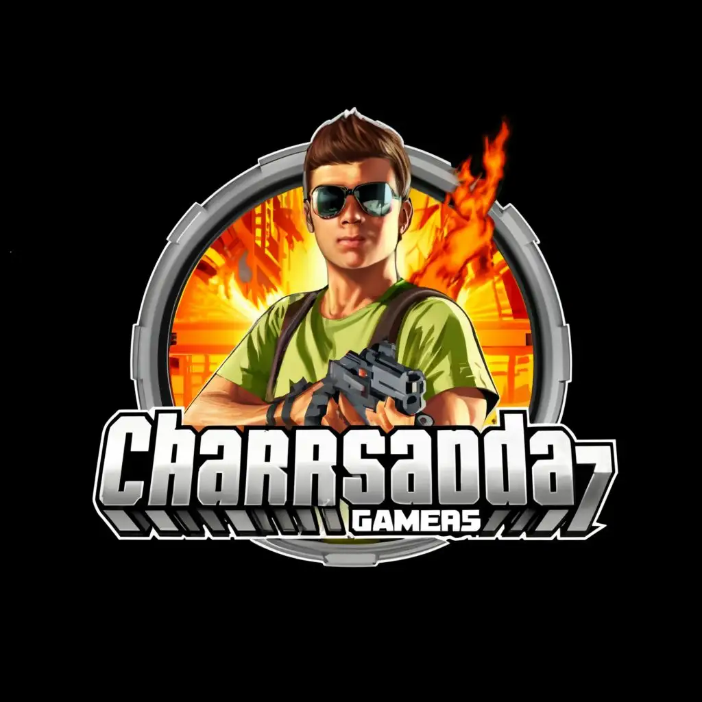 logo, Controller game logo, gta 5, minecraft, with the text "Charsadda gamerz", typography