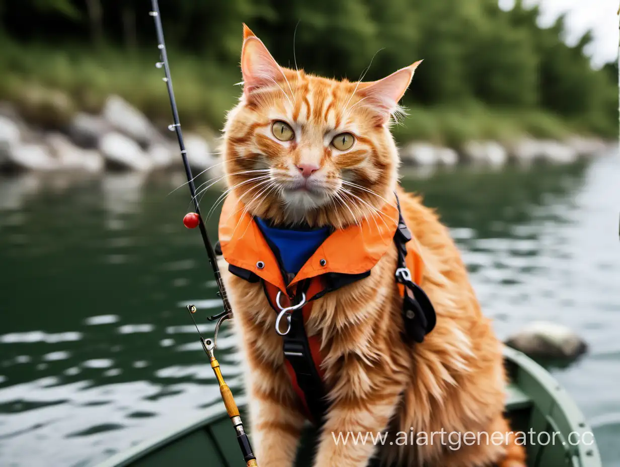 Adventurous-Ginger-Cat-Enjoying-a-Fishing-Expedition