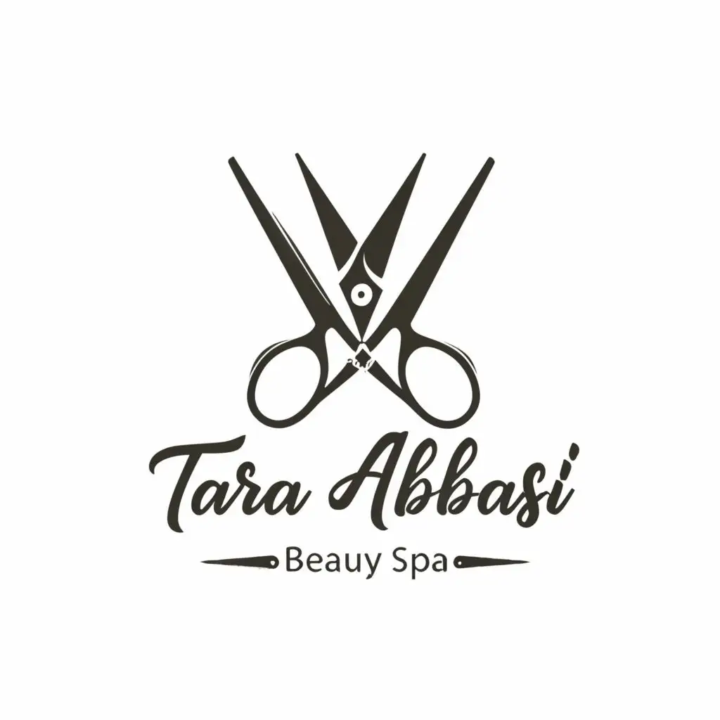 logo, scissors and brush, with the text "Tara Abbasi", typography, be used in Beauty Spa industry