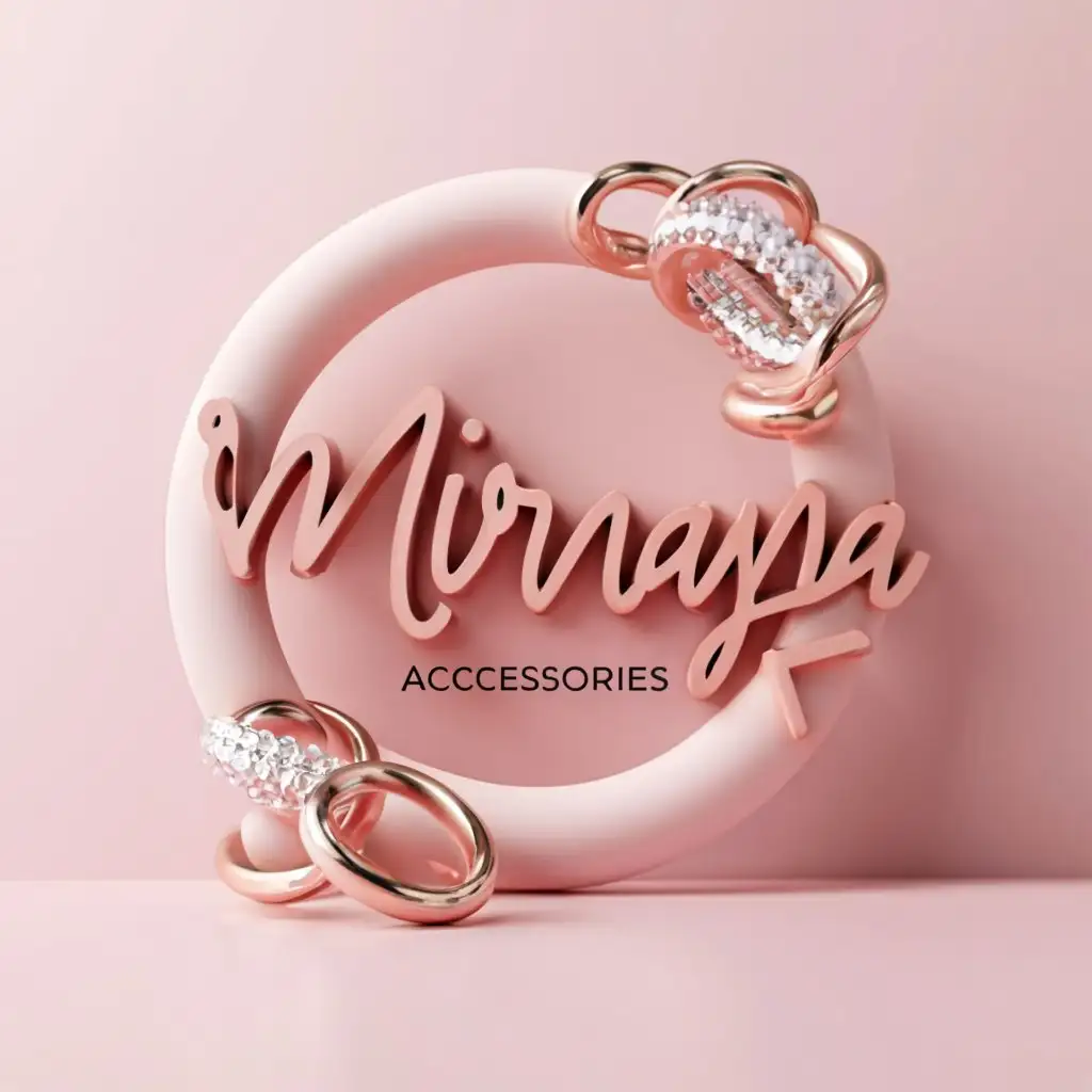 LOGO-Design-for-Mirnaya-Accessories-Chic-Pink-Themed-3D-Emblem-Highlighting-Elegance-in-Jewelry
