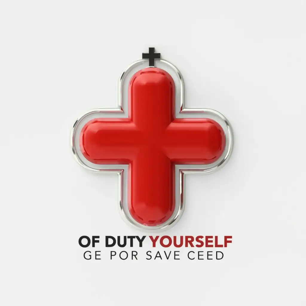 a logo design,with the text "OFF DUTY SAVE YOURSELF", main symbol:first aid cross,Minimalistic,clear background