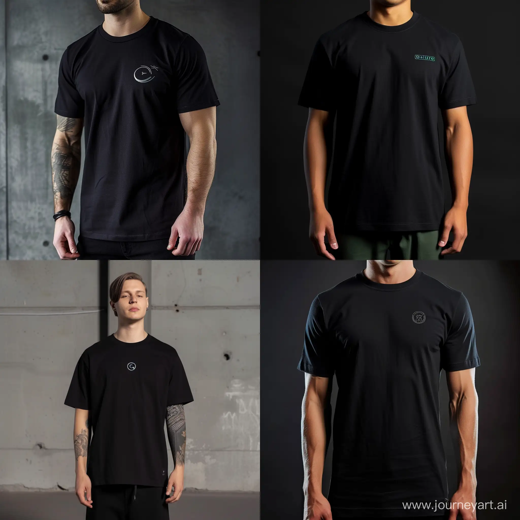 Black T-shirt with Glow Reflective logo Product Photo
