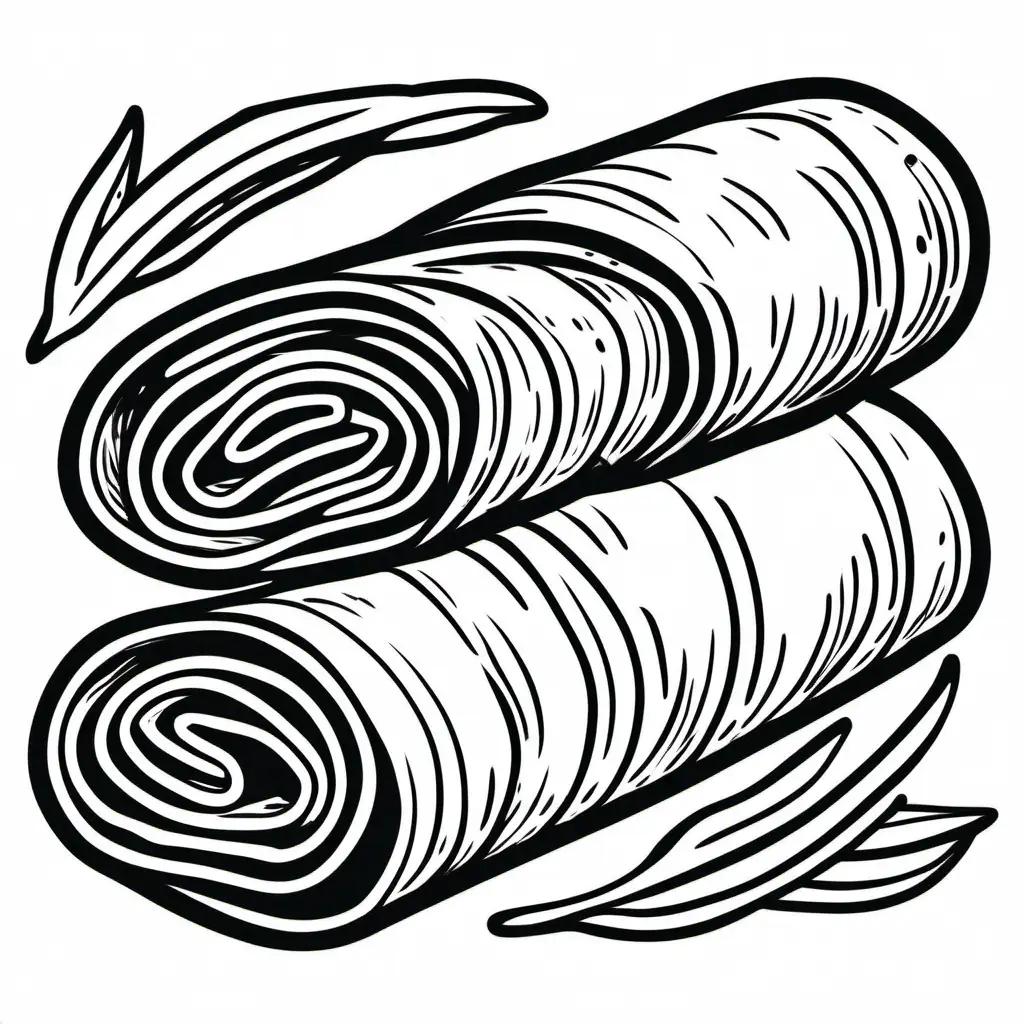 Create a bold and clean line drawing  a Veggie wraps.  without any background , Coloring Page, black and white, line art, white background, Simplicity, Ample White Space. The background of the coloring page is plain white to make it easy for young children to color within the lines. The outlines of all the subjects are easy to distinguish, making it simple for kids to color without too much difficulty