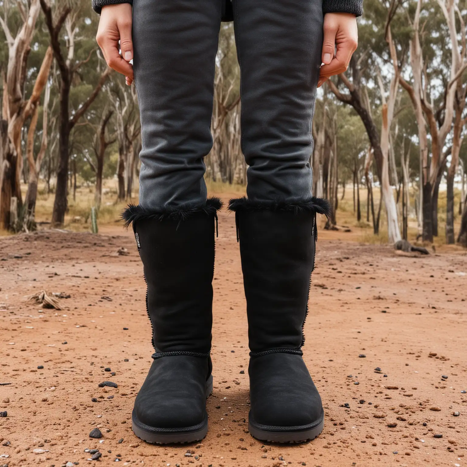 a person wearing Emu Australia black Ugg Boots
