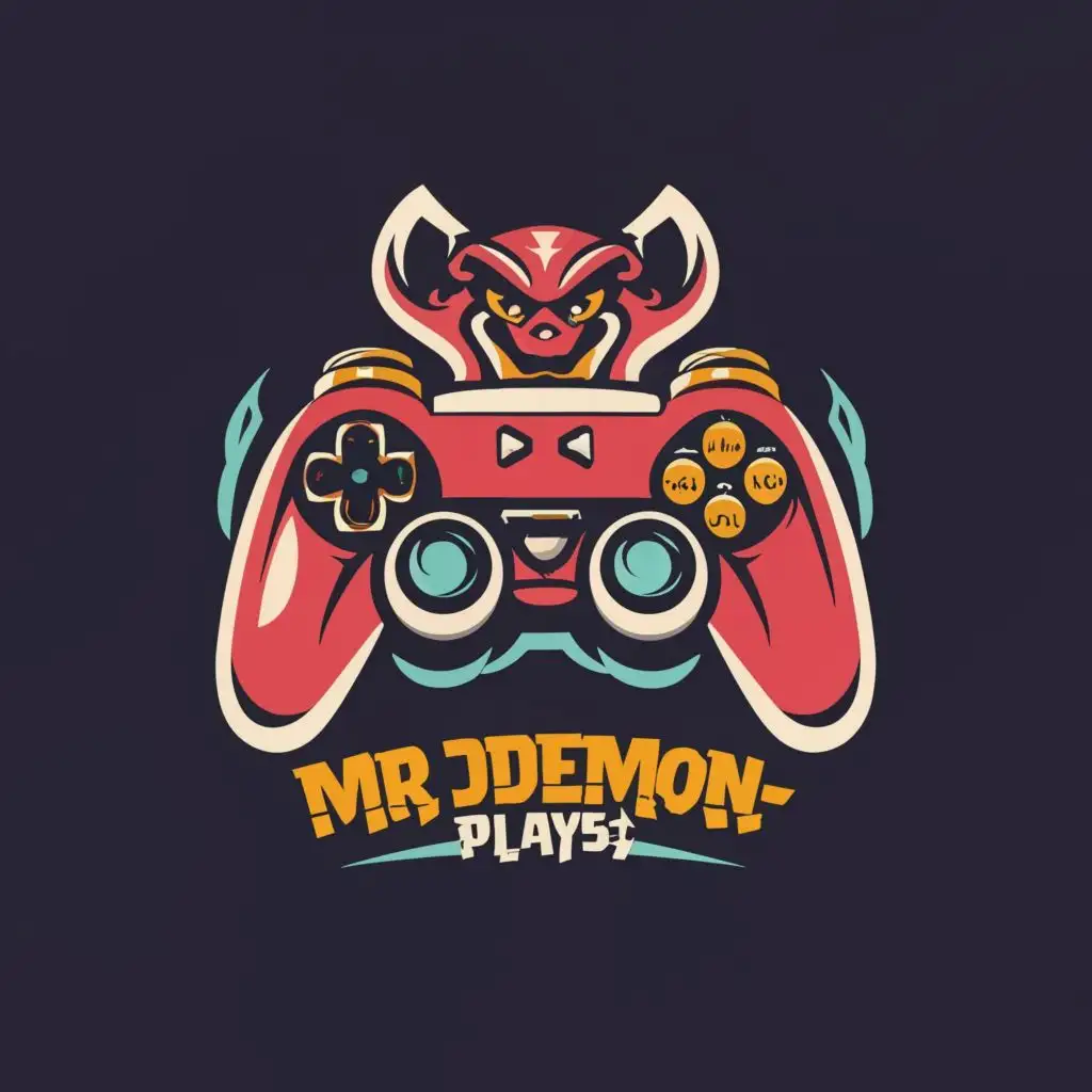 Logo-Design-For-MrDemonPlays-Dynamic-Gaming-Controller-with-Striking-Typography-for-Entertainment-Industry