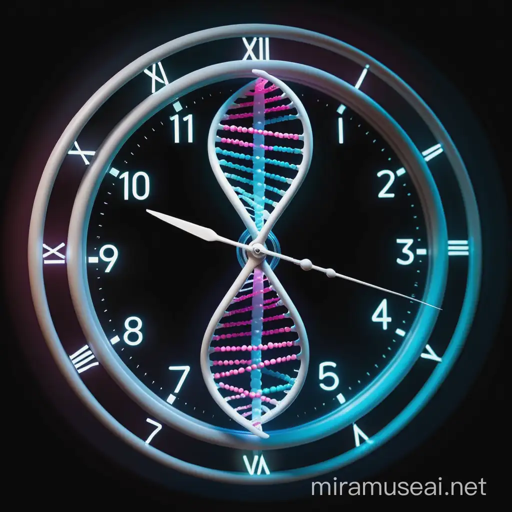 Molecular Clock Concept Illustration with DNA Structure