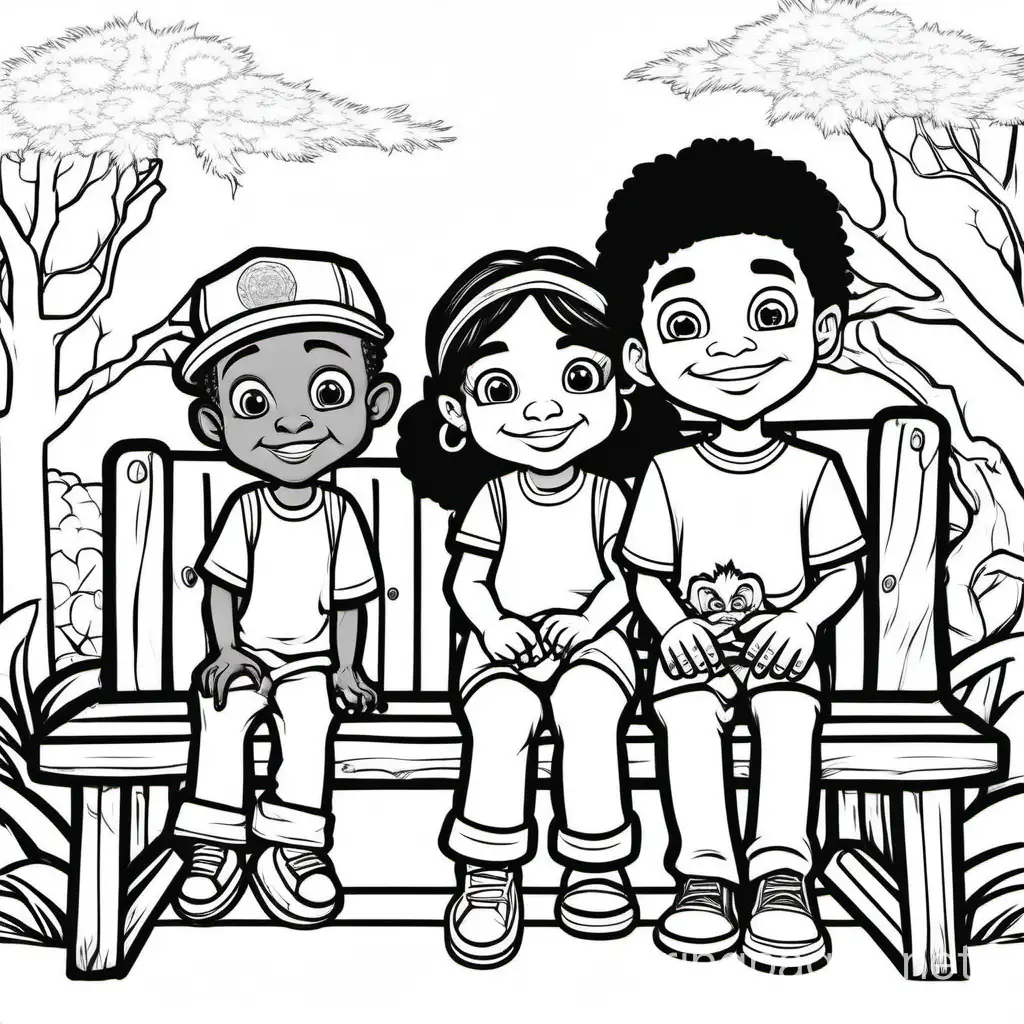 Diverse-Children-with-Baby-Dragon-Coloring-Page-Fun-Line-Art-for-Creative-Kids