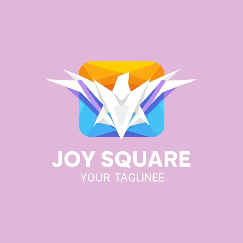 a logo design,with the text "Joy Square ", main symbol:Colored wings , attractive , square,Minimalistic,be used in Travel industry,clear background