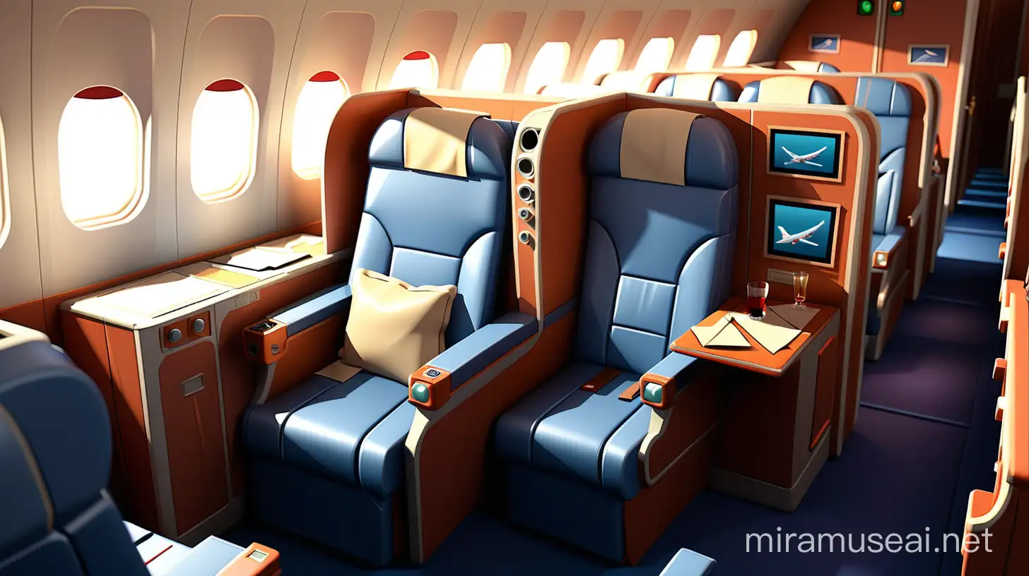 First Class Airplane Interior Lowpoly Illustration