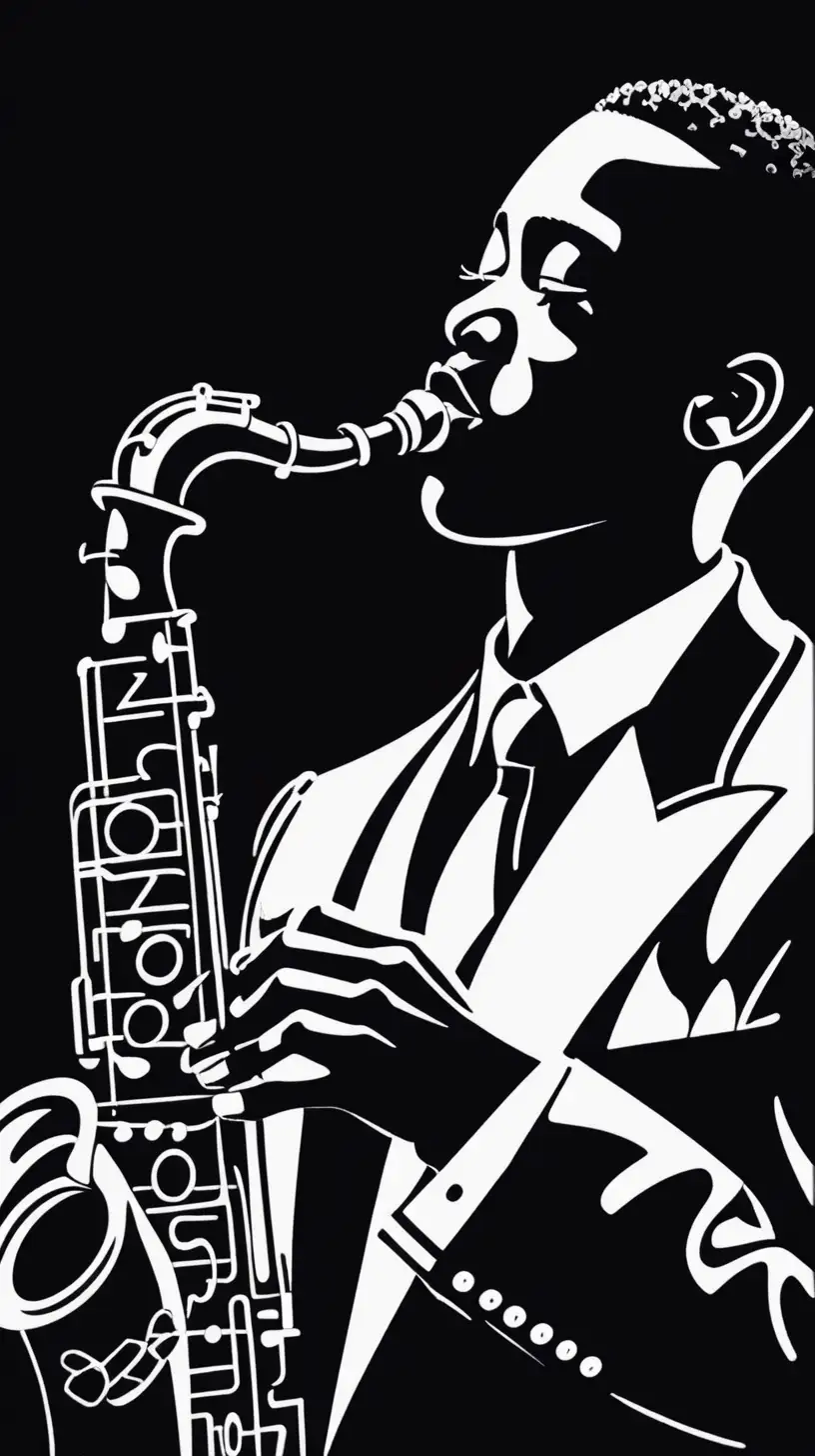 create image of a  25 YEAR OLD handsome black man  from  Harlem Black Renaissance playing a saxophone  at a jazz night club. Use some hints of  black and white vintage.