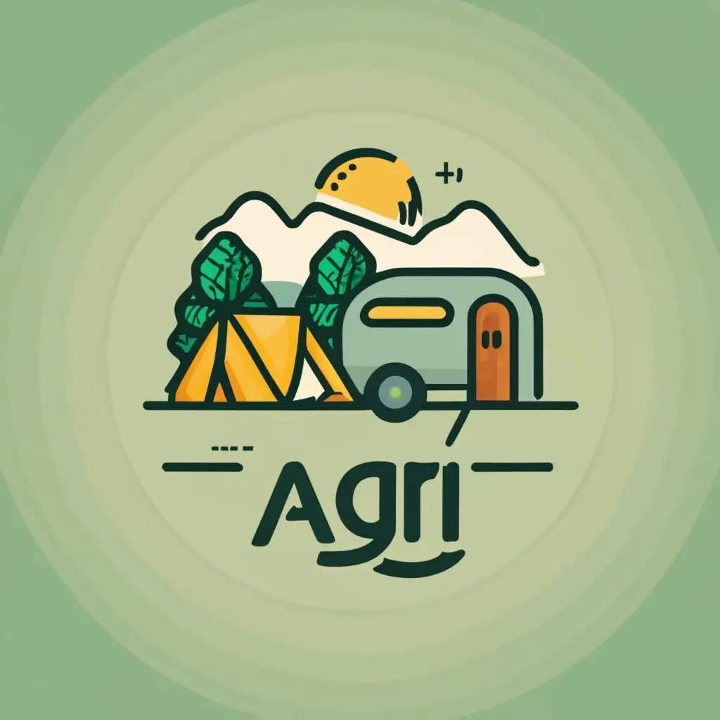logo, camping, tent, caravan, with the text "AGRINOMADS", typography, be used in Travel industry