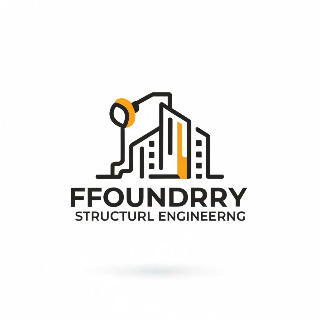 logo, minimalistic foundry liquid pouring architecture building front facing, with the text "Foundry Structural Engineering", typography, be used in Construction industry