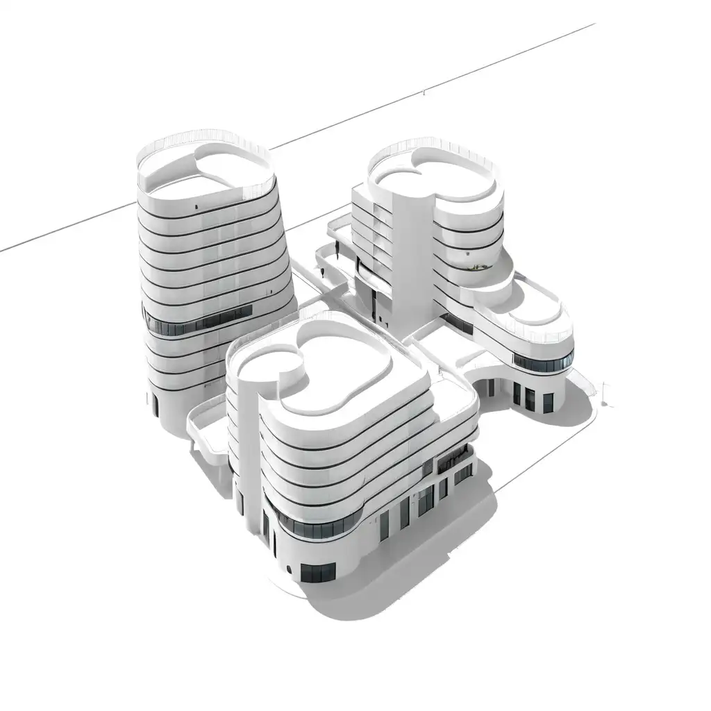 Sustainable Residential Complex with Organic Shape and Rooftop Pool