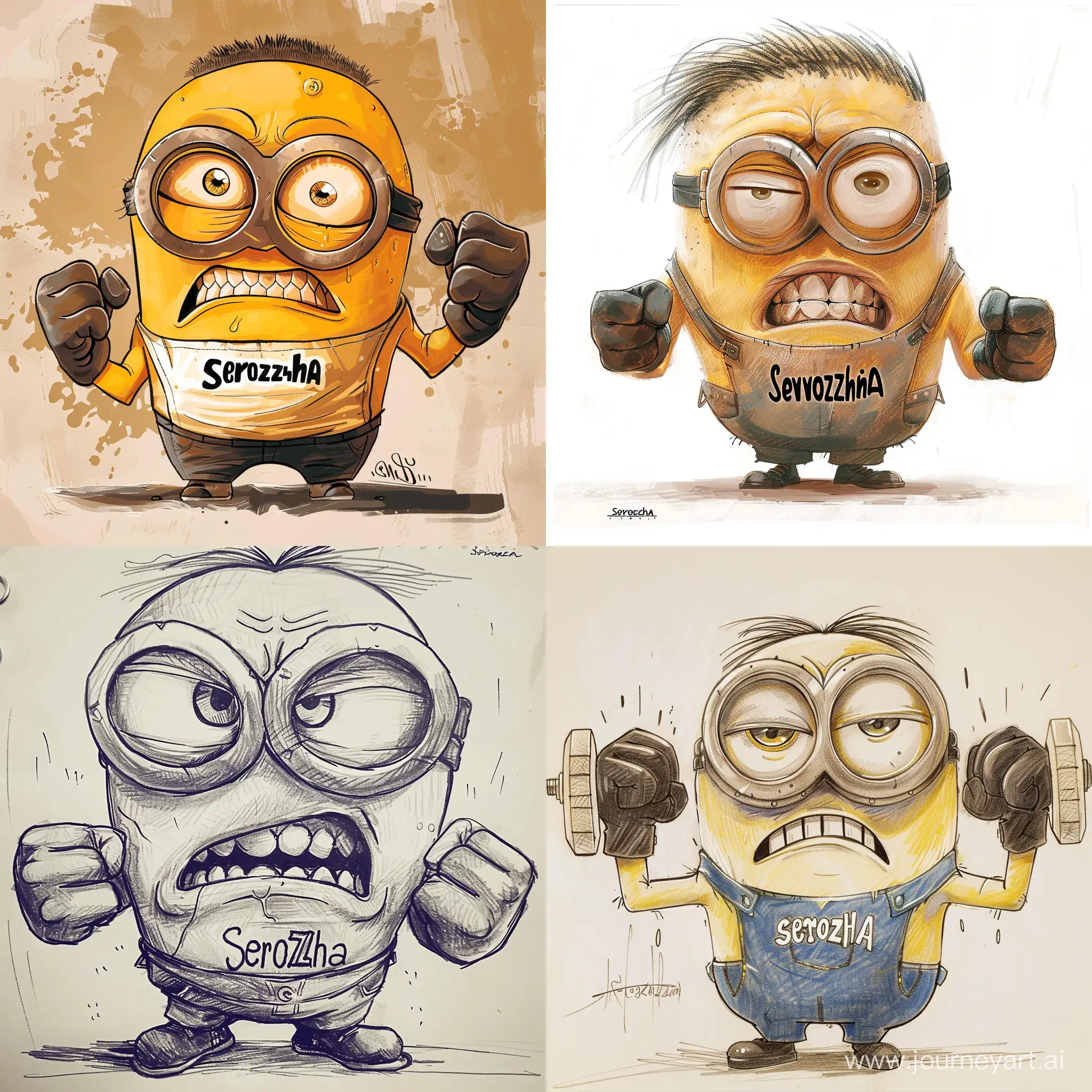 Muscular-Angry-Minion-Seryozha-Flexing-in-Frown