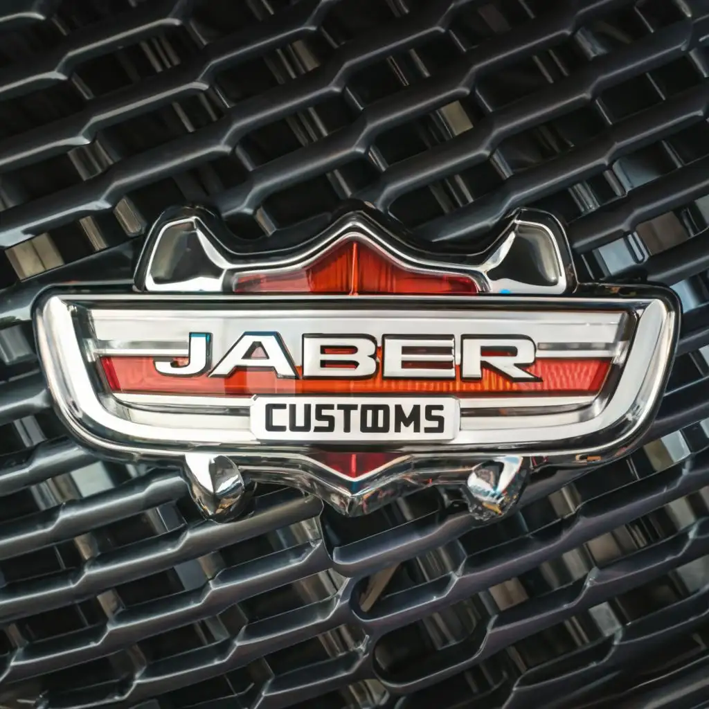 LOGO-Design-For-Jaber-Customs-Sleek-Car-Grill-Incorporating-Typography-for-Automotive-Industry